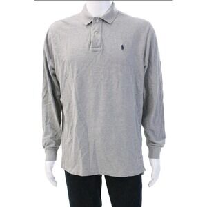 Polo Ralph Lauren Long Sleeve Polo Shirt Mens 3XLT Gray Heather Black Pony